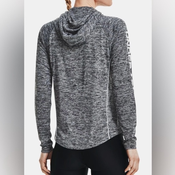 Under Armour medium UA Velocity Wordmark Hoodie heathered Gray sweatshirt EUC - Picture 2 of 12